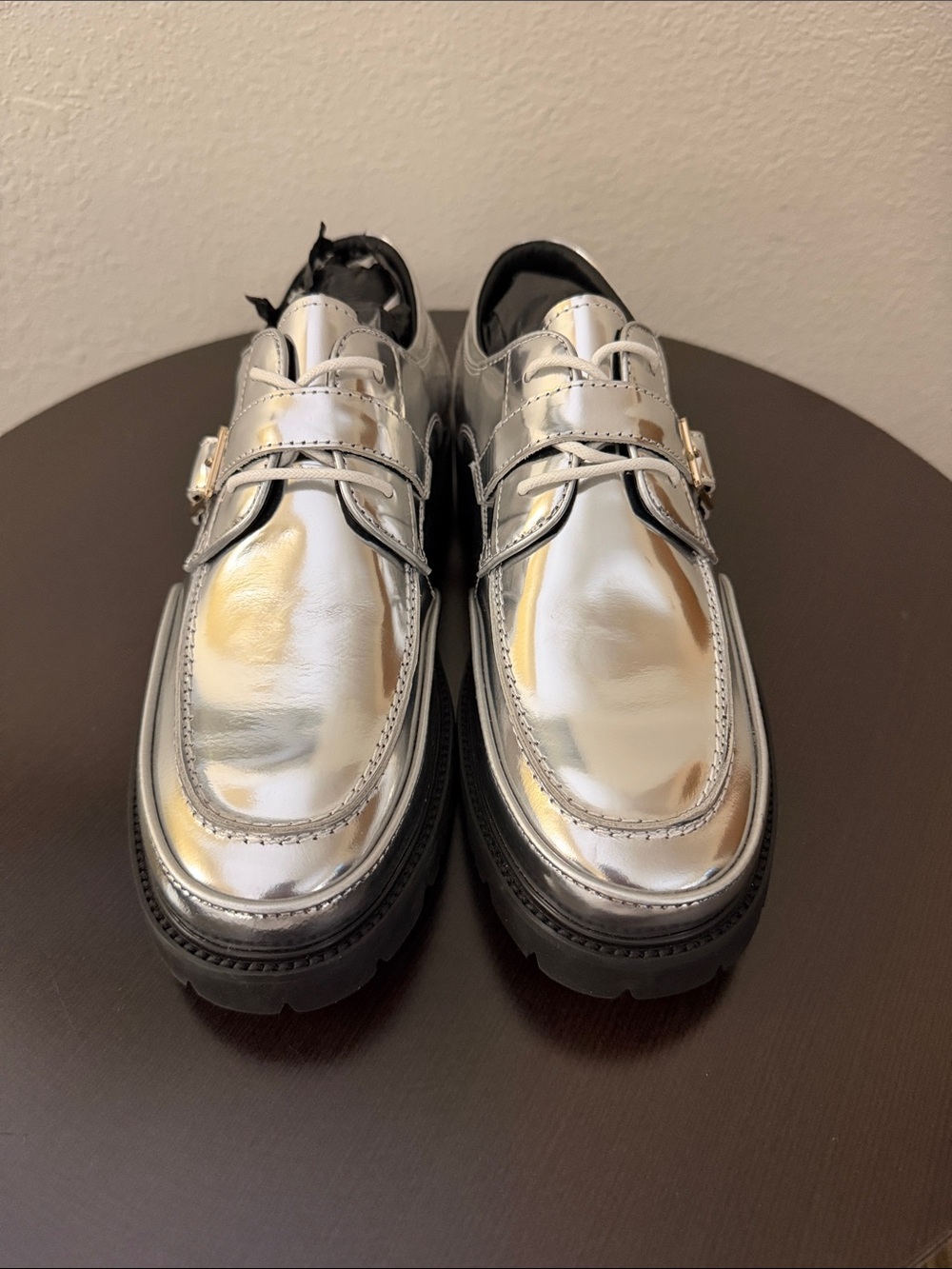 Marc Nolan  Silver Chunky Loafers with Buckle Detail